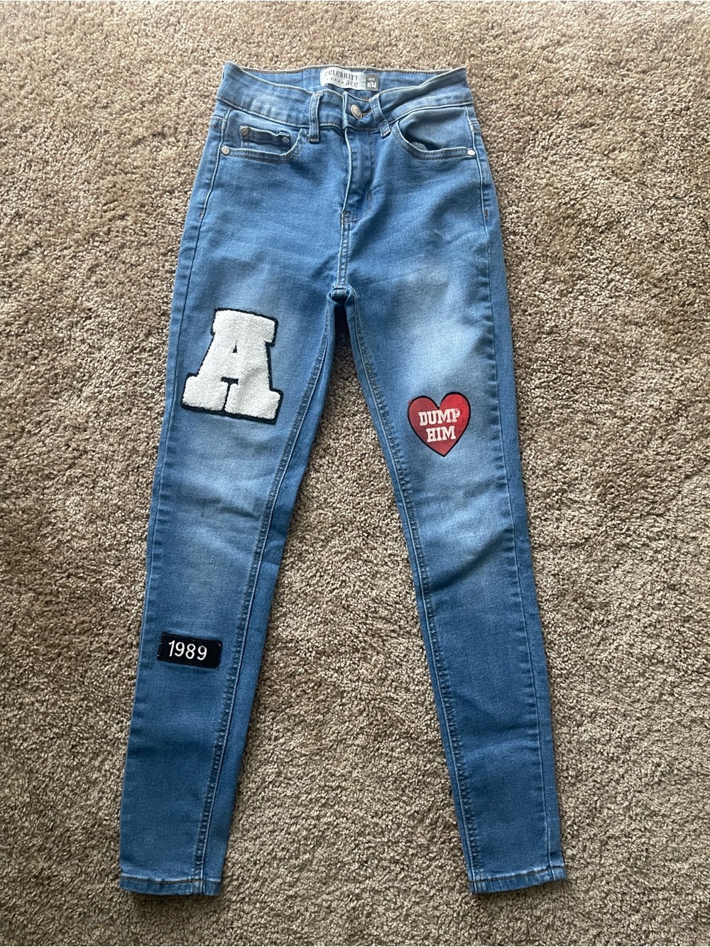 Celebrity ACE High Rise Skinny Jeans 1989 Swiftie Patches Sz 0/24